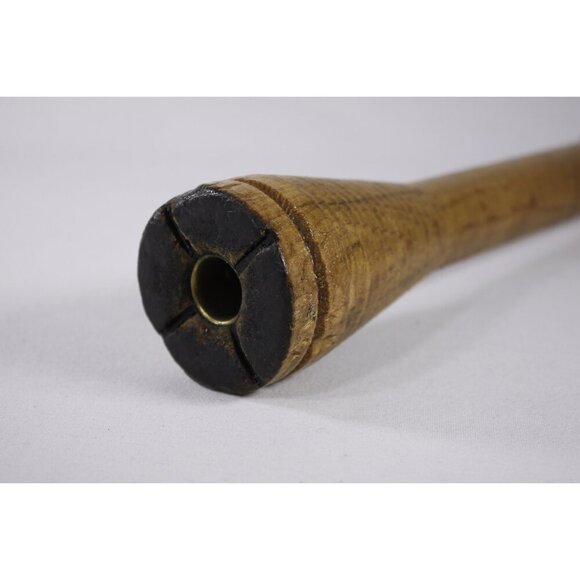 Antique yarn bobbin candlestick holder + 2 Delft blue candles Porceleyne fles, - Picture 5 of 10